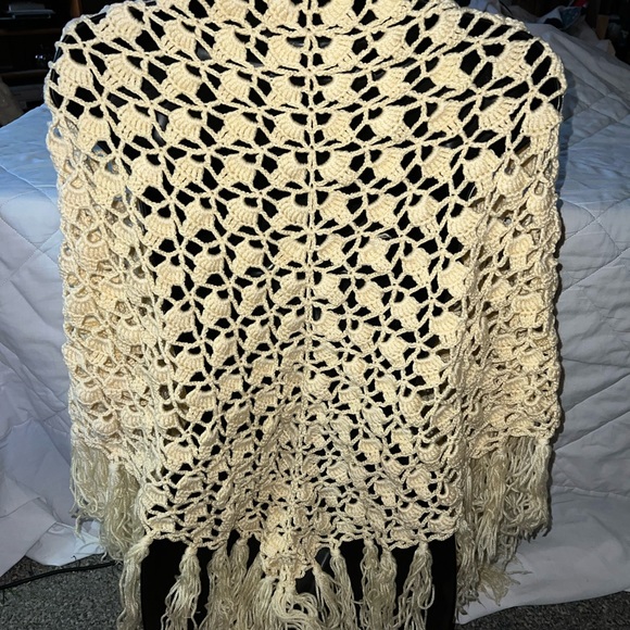 Hand Made Crochet Tassel Shawl - Picture 3 of 5